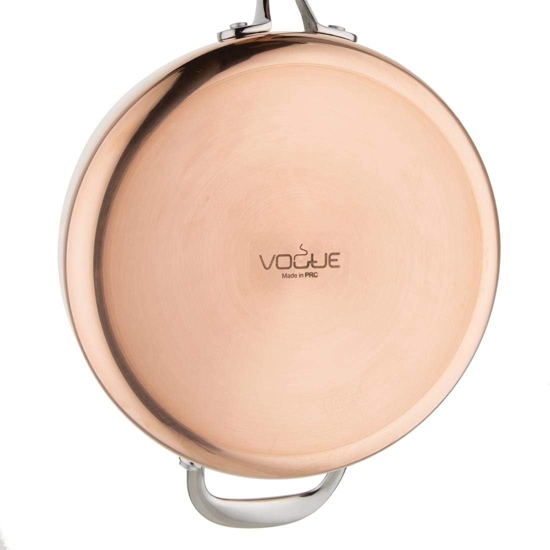Vogue Induction Tri-Wall Copper Saute Pan - 240mm 9", Silver - Image 4