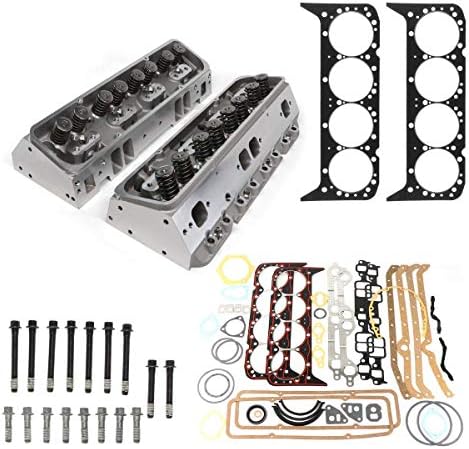 Chevy GM NEW SBC Aluminum 350 Head Angled Spark Plug & Head Gaskets and Full Gasket KitE