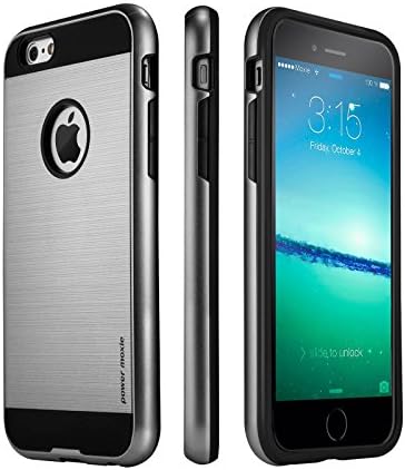 iPhone 6s Case, iPhone 6 Case PowerMoxie Shock Absorbing [Heavy Duty Slim Fit] case for iPhone 6 and iPhone 6s - Gray (Silver)