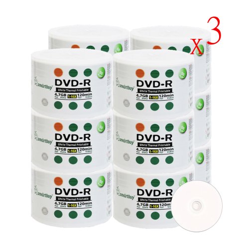 Smart Buy 1800 Pack DVD-R 4.7gb 16x Thermal Printable White Blank Data Video Record Disc, 1800 Disc 1800pk