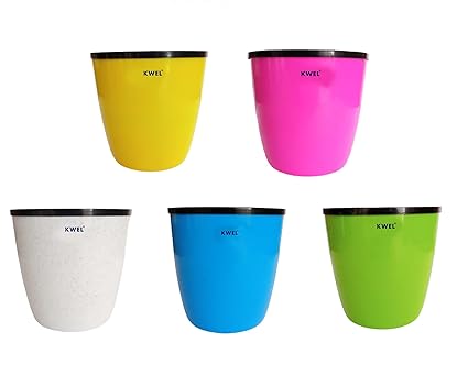 KWEL Deco Self Watering Flower pots 6 Virgin Plastic Indoor Outdoor Balcony Flower Pot with Outer and Inner Flower Pot Pack of 5