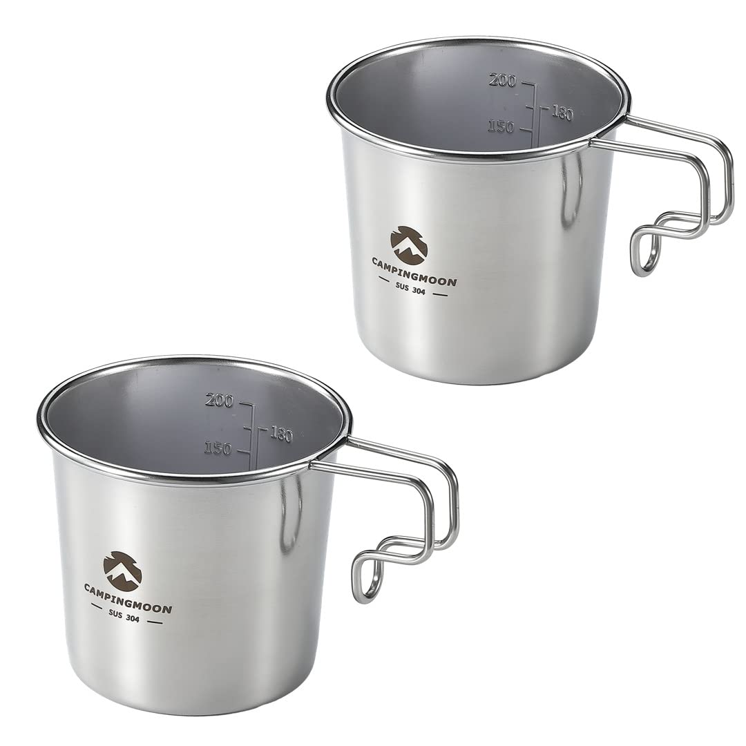 CAMPINGMOON 304 Stainless Steel Small Little Camping Beer Mug Cup 7oz, 210ml S-190 (2pc set)