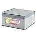 mDesign Medium Fabric Stackable Closet Storage Organizer Box with Front Window/Lid for Bedroom, Office, Mudroom Organization, Hold Clothes, Blankets, Linens, Lido Collection, 2 Pack, Gray