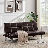 Eafurn Faux Leather Convertible Futon Sofa