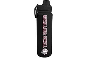 Campus Colors NCAA Stainless Steel Water Bottle - Twist on cap - 24 oz - Carry Clip - Keeps Your Drinks Hot or Cold for Hours (Texas Southern University - Black)