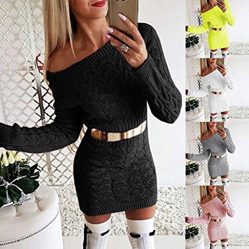 Vestiti-in-Maglia-Donna-Eleganti-Mini-Abiti-Sexy-Donne-Invernale-Lavorato-Casual-Maglietta-a-Manica-Lunga-Vestito-Vintage-Moda-Abbigliamento-Maglioni-Lunghi-Classico-Vestito-Collo-Alto