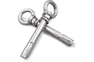 Preamer 1/4" X 2-3/4" Heavy Duty Stainless Steel Concrete Anchors Eye Bolt Eyebolt Anchor Wall Concrete Brick Anchor Expansion Bolts Ring Screw Eyes,5-Pack