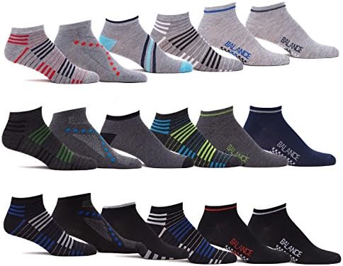 Mens Bulk Multi Color Lightweight Stretch Low Cut Athletic Ankle Socks 18 Pack