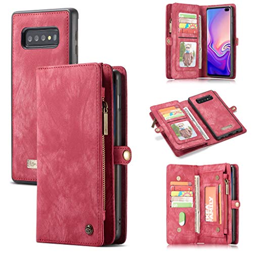 MatureGirl for Samsung S10 Plus Case Magnetic Adsorption Metal Bumper Glass Case Cover Fits Samsung Galaxy S10 6.4 inch (Red)