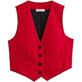 Pofihavi Cropped Suit Vest for Women Dressy V Neck Button Up Business Casual Waistcoat Blazer Vests Tops 2026
