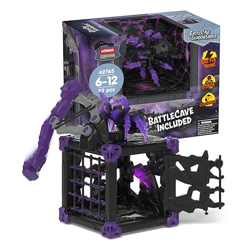 Schleich ELDRADOR Ceatures | BattleCave Schattenspinne 42765 | Set aus ELDRADOR Battle Cave mit Monster, Faustwaffe und Kristall | Battle Caves zur Arena stapelbar | Spielzeug ab 6 Jahren | 33 Teile