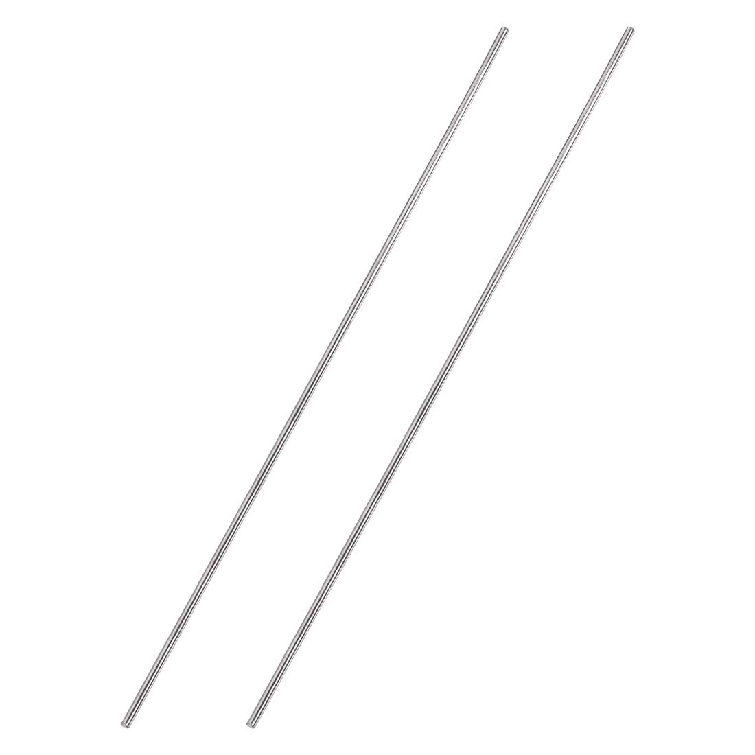sourcing map 2mm x 300mm 304 Stainless Steel Solid Round Rod for DIY Craft - 2pcs