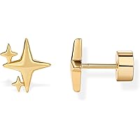 PAVOI 14K Gold Plated Dainty Flat Back Earrings for Women - Hypoallergenic Sterling Silver Posts Helix Cartilage Piercing Jew