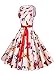 Anni Coco Women's 1950s Hepburn Vintage Swing Dresses With Ribbon Belt Flower and Bee Medium