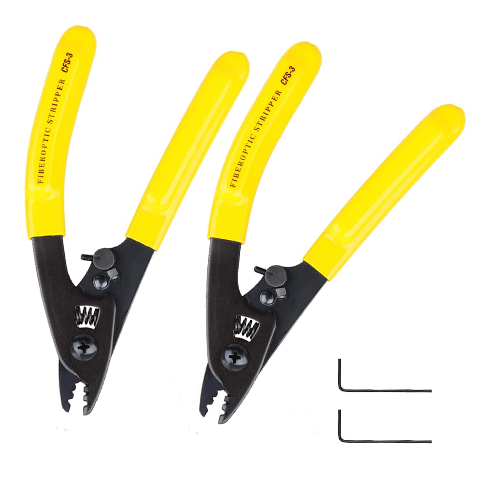 2pcs CFS-3 Fiber Optic Wire Stripper, Three Hole Wire Stripper for Stripping 250μm to 125μm Fiber Liners and 0.9mm~3mm Jumper Outer Layer