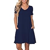 lionstill Women's Casual T Shirt Dress Summer Short Sleeve Swing Dresses with Pockets