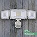 GLORIOUS-LITE 3-Head Motion Sensor Light Outdoor, 39W LED Flood Light, 3500LM, IP65 Waterproof, White, Modern Crystal Style, Patio