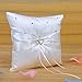 Remedios Ivory Satin Double Hearts Decoration Wedding Ring Bearer Pillow, Ivory 7.5