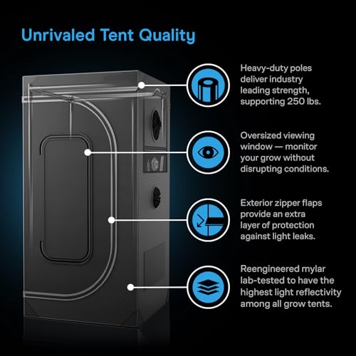 AC Infinity AI Grow System 4x4, 4-Plant Kit w/Self-Learning AI Controller, Dynamic Airflow & LM301H LED Lighting Control, 2000D Mylar Tent w/Lab-Tested Reflectivity, Largest Zippered Window