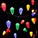 RECESKY C6 Christmas String Lights with Built-in Timer - 50 LED 18ft Faceted Bulb Battery String Lights - Fairy Lighting for Garden Bedroom House Wreath Xmas Christmas Tree Decorations - Multi Color