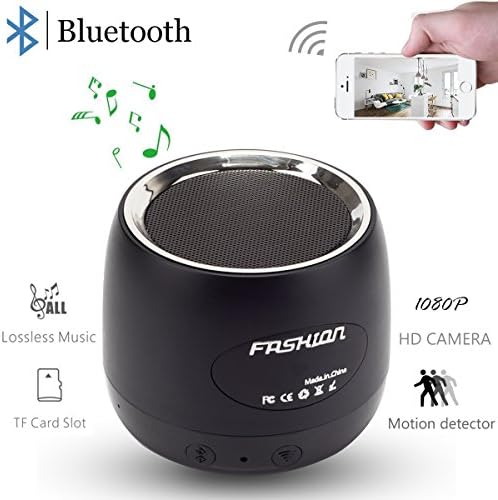 Pelay HD 1080P Wifi Mini Camera Bluetooth Speakers Wireless Security Camera -Music Player-Motion Detector Nanny Camera