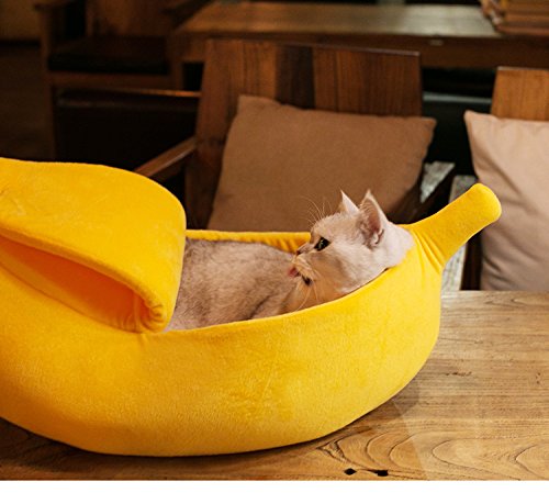 · Petgrow · Cute Banana Cat Bed House Extra Large Size, Christmas Soft Cat Cuddle Bed, Lovely Pet Supplies for Cats Kittens Rabbit Small Dogs, Yellow