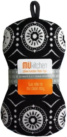 MUkitchen Durable Microfiber Sponge with Scubber, Marrakesh Black
