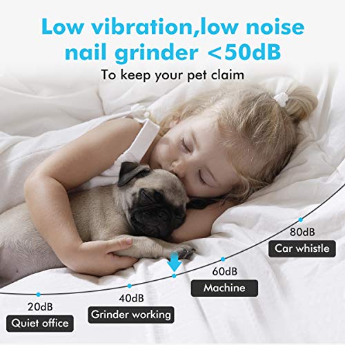 Blusmart Dog Nail Grinder Electric Pet Nail Trimmer Professional Dog Nail Trimmer Rechargeable 2 Speed Painless Paws Grooming Smoothing Quiet Pet Nail Trimmer for Small Medium Large Dog & Cat