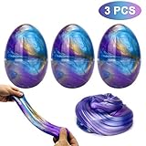 Makone Galaxy Fluffy Slime, 3pcs Colorful Soft Egg Slime Putty Magic DIY Clay Stress Relief Toy No Borax and Non Toxic Scented for Children and Adults