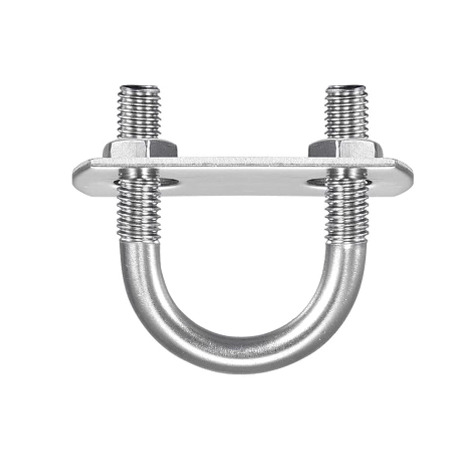 TOP-VIGOR 2 sets M6 Round U-Bolts, 22mm Inner Width 42mm Length 304 Stainless Steel Tie Down U-Bolts with Nut, Plate for Building Installations Mechanical Parts Connection Cehicles Ships
