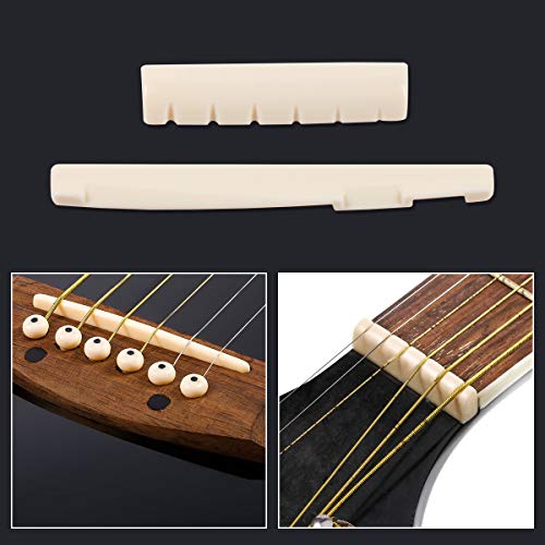 Guitar Accessories Kit 61 Pcs - Guitar Picks & Capo & Tuner & Acoustic Guitar Strings & 3 in 1 Guitar String Winder Cutter Pins Puller & String Bone Bridge Saddle & Bridge Pins and Nut & Finger Picks