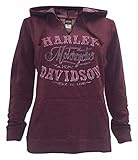 Harley-Davidson Women's Distressed H-D Pullover Hoodie, Dark Plum 5H38-HB7C