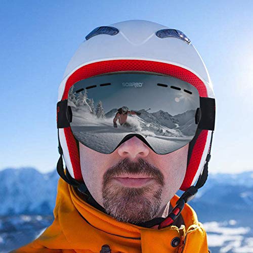 Soared Ski Snowboard Goggles Winter Snow Glasses Double-Layer Spherical Lenses UV400 Anti-Fog OTG Eyewear for Men Women Grey - Thumbnail 6