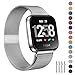 Fitlink Metal Bands Compatible for Fitbit Versa/Versa Lite Edition/Versa 2 Smart Watch for Women and Men,Small and Large, Multi-Color (Silver, Large)