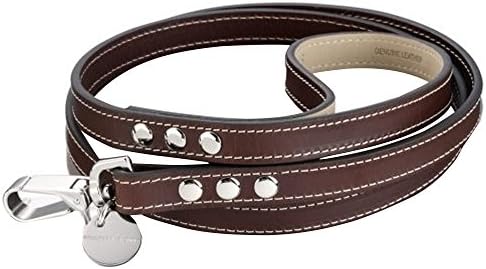 Long Paws Hennessy Leather Royal Dog Leash (47in) (Chocolate)