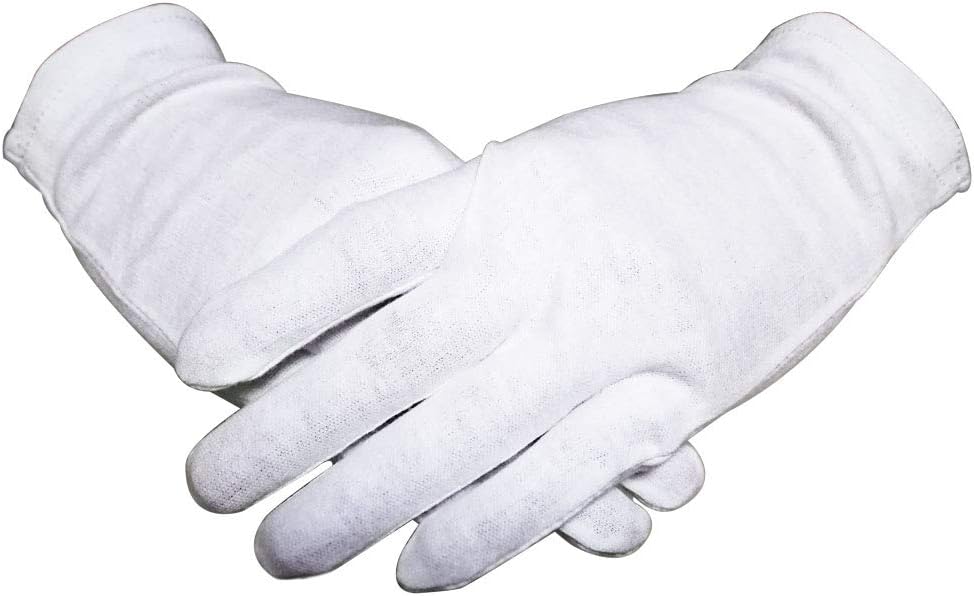 White Gloves 100% Cotton for Dry Hands Men Bulk 12 Pairs,Moisturizing Gloves for Hands Eczema Therapy Skin Cracked Repair Large Lightweight Overnight Sleeping