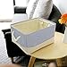 TheWarmHome Decorative Basket Rectangular Fabric Storage Bin Organizer Basket with Handles for Clothes Storage (Blue Strip, 15.7L*11.8W*8.3H)