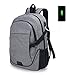 Laptop Backpack for Men Women ADUO Grey Waterproof Computer Travel Backpack with USB Charging Port Fits 15.6 Inch