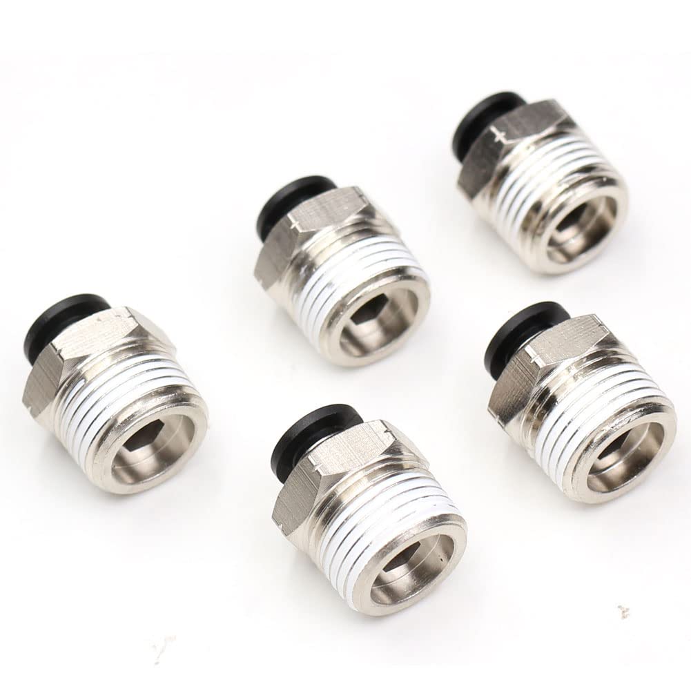 3/8 NPT Push to Connect Fittings 1/4 OD Tube Fittings CEKER PC 1/4" Tube Od x 3/8" NPT Thread Male Straight Pneumatic Fitting Push in Fittings Quick Release Air Fitting Pneumatic Connector 5Pack