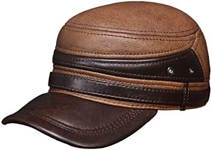 Haisum Men's Genuine Leather Cap IVY Gatsby newsboy Hunting Hats Flat Cap