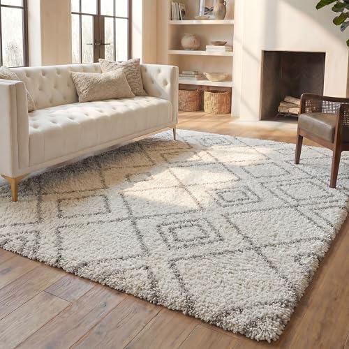 SAFAVIEH Area Rug 8x10 - Arizona Shag Collection - Large - Ivory & Beige, Moroc…