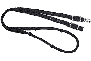 Tough 1 Knotted Cord Roping Reins, Black