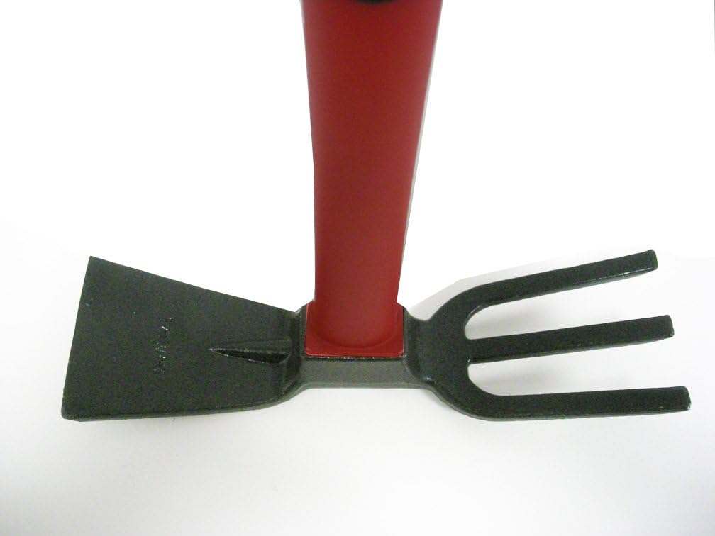 Forgecraft USA 3 Prong Cultivator W/Fiberglass Handle Adze Hoe with Fork, Dual Headed Weeding Tool : Garden Hoes : Garden & Outdoor
