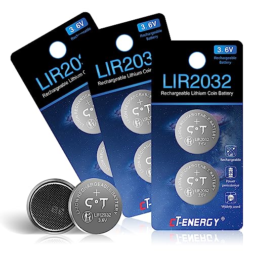 CTENERGY Rechargeable 2032 Batteries 3.6v Replace Key Fob Battery