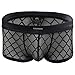 YiZYiF Men's Sexy Mesh Sheer Boxer Briefs Underwear Black Trunks Underpants Large