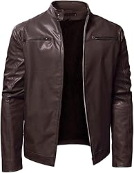 SWJGLITTR Men Slim Fit Motorcyle Leather Jacket