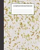 Composition Notebook: Faux Linen And Leaves Pattern College Ruled Notebook Lined School Journal