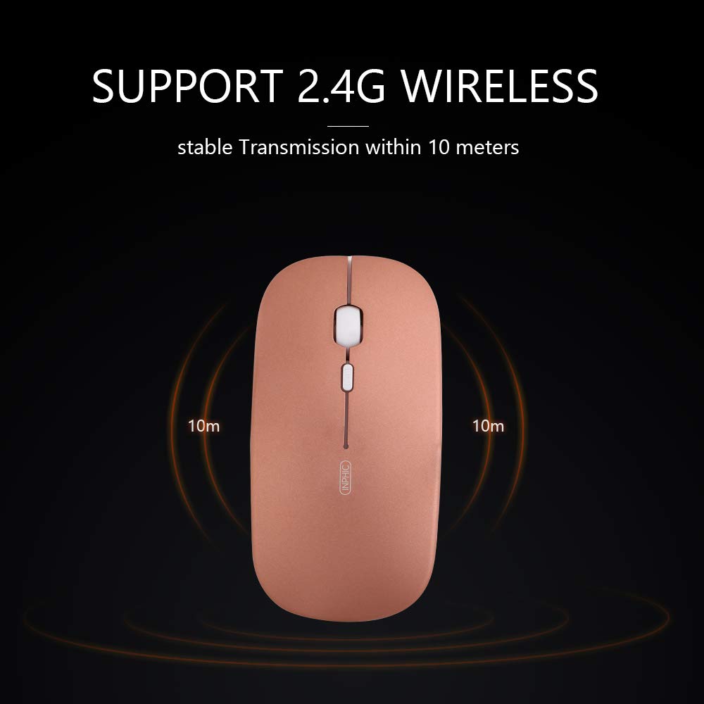 Rechargeable Wireless Mouse Mini Cordless Mice with USB Nano,Silent Click, Ultra Light & Slim for Dell/Apple/HP/Thinkpad PC Computer,Laptop,MacBook Rose Gold