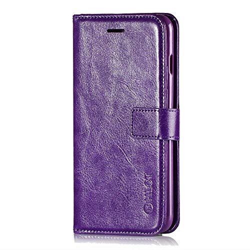 iPhone 6S Plus Case, iPhone 6 Plus Case, HLCT PU Leather Case, with Soft TPU Protective Bumper, Built-in Kickstand, Cash and Card Pockets (Purple) - Thumbnail 5