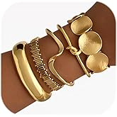 iF YOU Gold Bangle Bracelets for Women, Dainty Knot 14K Gold Plated Multi Layer Bangle Cuffs, Personalized Boho Chunky Bracel